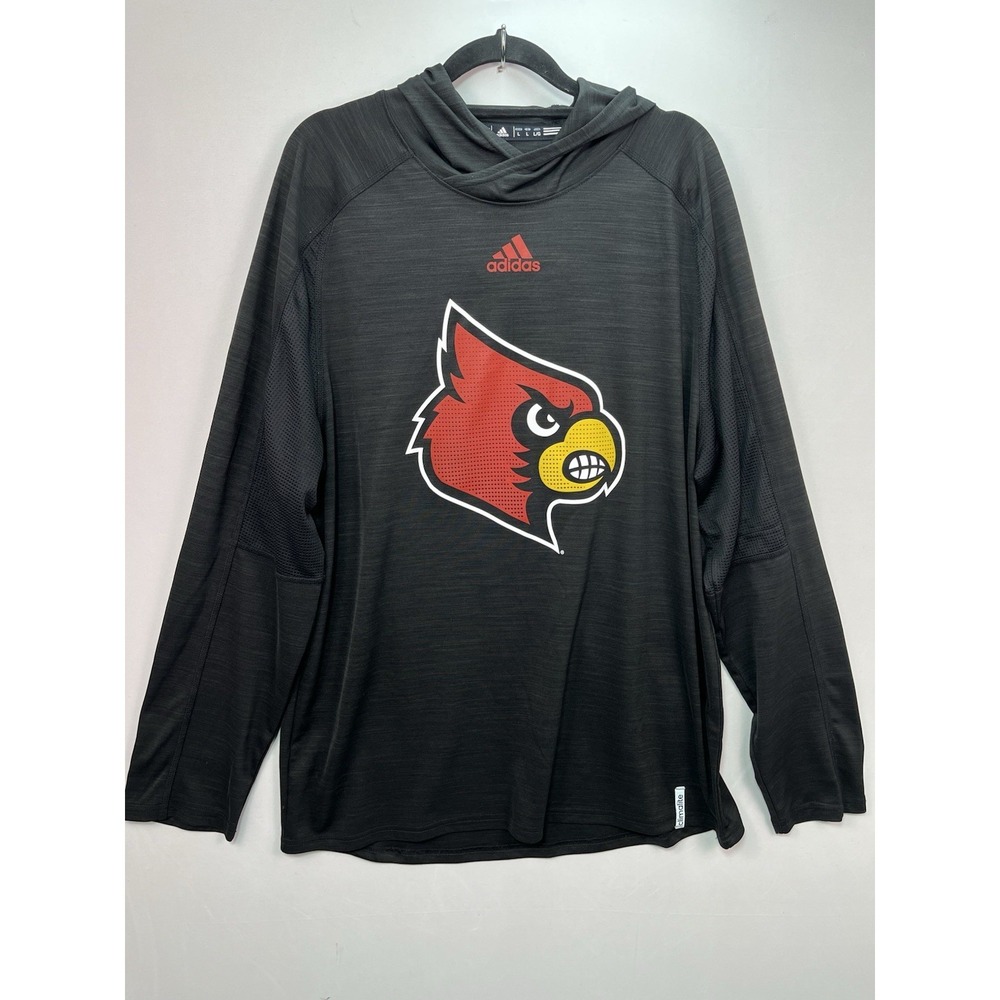 Louisville Cardinals NCAA Adidas Black Climalite Sideline Training Hooded Sz L